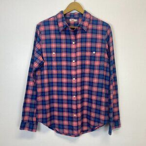 Faherty Pink and Blue Flannel Button Down Shirt